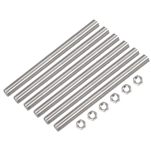 QUARKZMAN 6 Stück Gewindestange M10 x 300mm mit Sechskantmuttern, Gewindestangen Vollgewinde Gewindestab Edelstahl 304 Gewindebolzen Gewindestifte Gewindestäbe für Möbeln Sport Geräte von QUARKZMAN