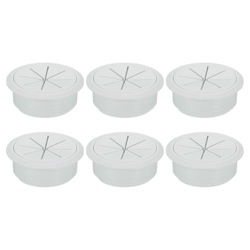 QUARKZMAN 6 Stück Kabeldurchführung Schreibtisch, ABS Kunststoff Kabeldurchlass passt für 60mm Durchmesser, Kabellochabdeckung Kabel Management für Tisch Office Schreibtische - Grau von QUARKZMAN