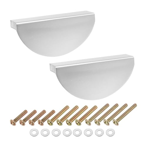 QUARKZMAN 6 Stück Schrankgriffe, 2,52" Lochabstand Aluminiumlegierung Halbmond Schubladengriffe für Küchenschrank Kommode Schrankbeschläge, Silber von QUARKZMAN