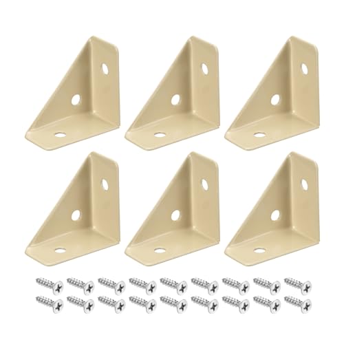 QUARKZMAN 6 Stück Winkel-Eckwinkel, 38x19x38mm aus kaltgewalztem Stahl mit Schrauben zur Verstärkung von Tisch- und Bettkanten (Khaki) von QUARKZMAN
