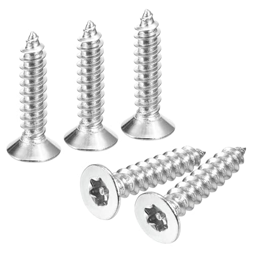 QUARKZMAN 60 Stück Senkkopf-Torx-Schrauben, M5 x 25mm Torx Holzschrauben 304 Edelstahl Sicherheitsschrauben mit Bit T25, Selbstschneidend Anti-Diebstahl für Holz, Mechanische (Silber) von QUARKZMAN