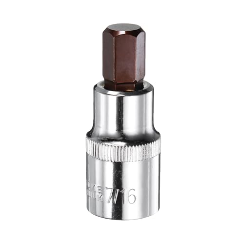 QUARKZMAN 7/16" Sechskant-Bit-Steckdose 1/2" Vierkant-Antrieb SAE-Verlängerungsschlag-Bit-Power-Nuss-Treiber-Set S2 & CR-V-Stahl-Steckdosen-Ratschenschlüssel-Bits von QUARKZMAN