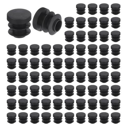 QUARKZMAN 76 Stück runde Rohrstopfen, Schwarze Lamellenstopfen, 14 mm OD (0,55 Zoll) Rohrabdeckung aus hochwertigem Kunststoff, Schutzkappen für Stuhl, Sofa, Tisch, Regal von QUARKZMAN