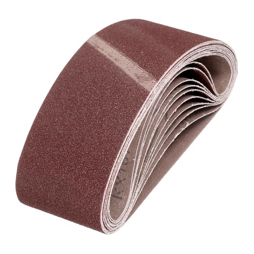QUARKZMAN 76mm x 533mm Schleifbänder, 10 Stück 80 Körnungen Aluminiumoxid Schleifband für Holzbearbeitung, Metallpolitur, Messerschärfer von QUARKZMAN