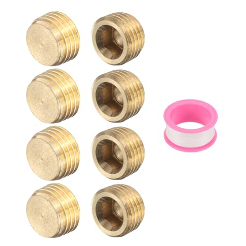 QUARKZMAN 8 STK. Messing-Stecker Sechskant-Flachstecker, G1/4" Männlicher Messing-Stecker Männlicher Gewindeanschluss Steckdose Rohrstecker Messing-Stecker für Wasser Öl Gas von QUARKZMAN