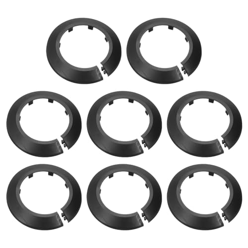 QUARKZMAN 8 Stück Flanschrohrabdeckung Dekoration mit 63 mm Außendurchmesser, PP-Kunststoff-Heizkörper-Rosette, Schnallentyp Runde Wasserrohr-Abdeckung, Schwarz von QUARKZMAN