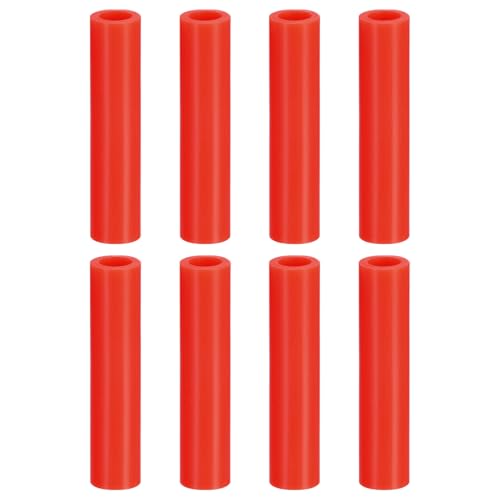 QUARKZMAN 8 Stück Silikon-Strohhalm-Spitzen, Metall-Strohhalm-Abdeckungen, weiche wiederverwendbare Strohhalm-Spitzen passend für 6mm/0,24" OD-Edelstahl-Strohhalme (Rot, 42mm lang) von QUARKZMAN