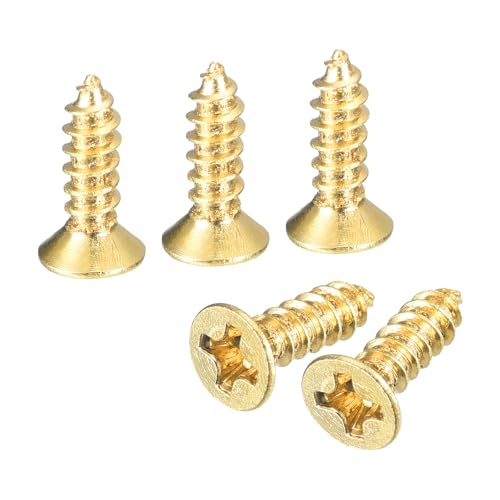 QUARKZMAN 80 Stück Messing Holzschrauben, M3 x 10mm Phillips Flachkopf Selbstschneidende Schraube Holzarbeitsschraube für Türscharniere, Holzmöbel, Haushaltsgeräte von QUARKZMAN
