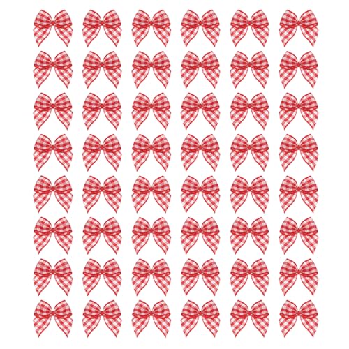 QUARKZMAN 80 Stück Mini Gingham Schleifen 1" kariertes Stoff Satin Schleifen für Basteln DIY Haarschleife Nähen Hochzeit Geburtstagsfeier Geschenk Rot und Weiß von QUARKZMAN
