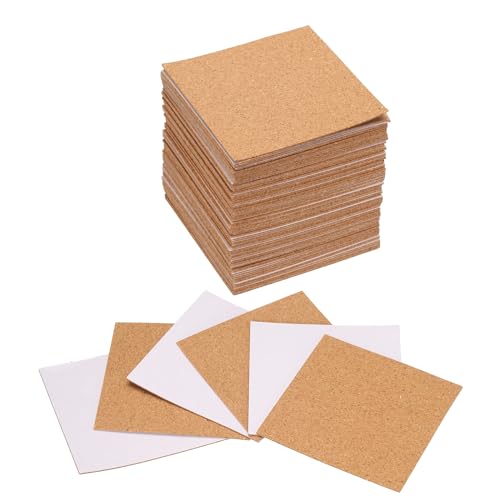QUARKZMAN 80 Stück Selbstklebende Korkuntersetzer 90x90x1mm Korkmatten Korkfliesen Korkrückwände Mini-Wandkorktafel für Untersetzer und DIY-Bastelprojekte, Quadratisch von QUARKZMAN