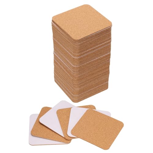 QUARKZMAN 80 Stück Selbstklebende Korkuntersetzer 95x95x2mm Korkplatte Korkplatten Korkmatte Kork Untersetzer Kork Selbstklebend für DIY Bastelarbeiten, Quadratische Abgerundete Ecken von QUARKZMAN