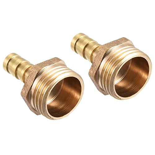 QUARKZMAN 8mm Barb zu G1/2 Außengewinde Rohr x 2Stk. gerade Messing Barb Schlauchverschraubung für Luft Wasser Kraftstoff Pneumatikschlauch, Gold von QUARKZMAN