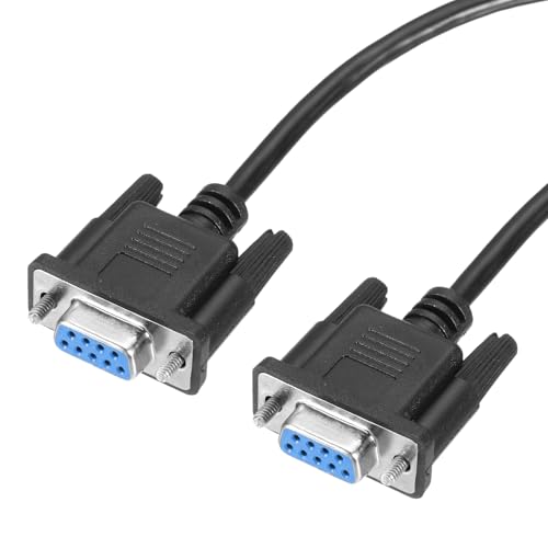 QUARKZMAN 9,8 ft DB9 RS232 Serielle Verlängerungskabel Weiblich zu Weiblich Null Modem Kabel Volles Handshake Crossover für Datenkommunikation, Schwarz von QUARKZMAN