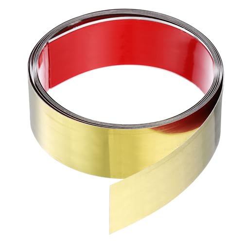 QUARKZMAN 9,8 ft x 1,97" Wandverkleidung zum Aufkleben und Anbringen von Zierleisten, selbstklebendes Edelstahlband mit Spiegeloberfläche für Wand Decke Schrank Fliesenkante, golden von QUARKZMAN