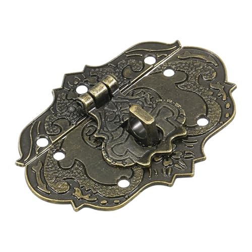 QUARKZMAN Antike Verschlüsse Embossing Latch Haspe Vintage Antik-Verschlüsse Dekorative Haken Beschläge für Vorhänge-Schloss Schlösser Truhen Kisten Schieber Holzkiste Koffer 71 x 53 mm von QUARKZMAN