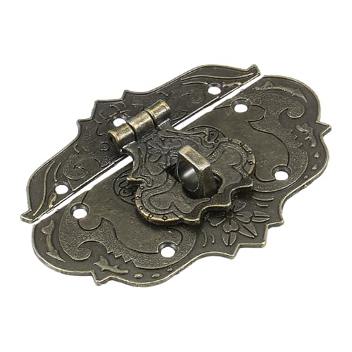 QUARKZMAN Antike Verschlüsse Embossing Latch Haspe Vintage Antik-Verschlüsse Dekorative Haken Beschläge für Vorhänge-Schloss Schlösser Truhen Kisten Schieber Holzkiste Koffer 76 x 56 mm von QUARKZMAN