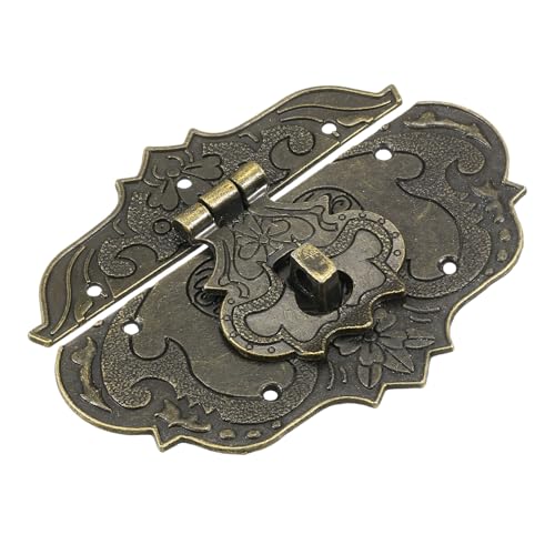 QUARKZMAN Antike Verschlüsse Embossing Latch Haspe Vintage Antik-Verschlüsse Dekorative Haken Beschläge für Vorhänge-Schloss Schlösser Truhen Kisten Schieber Holzkiste Koffer 97 x 78 mm von QUARKZMAN