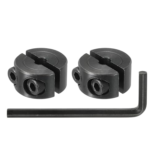 QUARKZMAN Bohrung 3 mm Doppelter Spaltschaftkragen 16 mm OD 9 mm Dicke Kohlenstoffstahl-Spannring-Klemmstil mit Gewindestift & Sechskantschlüssel (Schwarz, Packung mit 2) von QUARKZMAN
