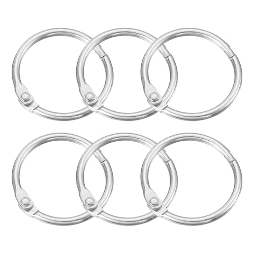 QUARKZMAN Duschvorhangringe, 6 Stück - Runde Duschvorhanghaken aus Kohlenstoffstahl, 1 Zoll lose Blattbinder-Ringe für Duschvorhangstangen (Silber) von QUARKZMAN