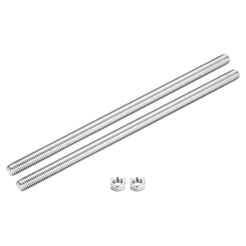 QUARKZMAN Edelstahl 304 Gewindestange M14 x 350mm, 2 Stück Vollgewindestange, mit M14 x 2 Stück Muttern, für Maschinen, Industrie, Garten, DIY, Modell- und Möbelbau von QUARKZMAN