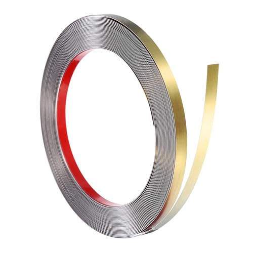QUARKZMAN Edelstahl Wandleiste, 10 m x 10 mm Abzieh- Und Klebeband Metall Dekorationsstreifen Für Decke Wandfliesen Spiegelrand, Gebürstetes Gold QUARKZMAN Edelstahl Wandleiste, 10 m x 10 mm Abzieh- Und Klebeband Metall Dekorationsstreifen Für Decke Wandfliesen Spiegelrand, Gebürstetes Gold von QUARKZMAN