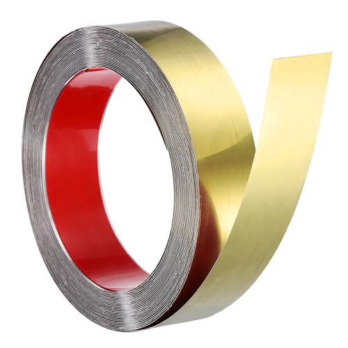 QUARKZMAN Edelstahl Wandleiste, 10 m x 5 cm Selbstklebende Metall-Dekorleiste Für Decke Wand Fliese Spiegelrand, Spiegelt Gold von QUARKZMAN
