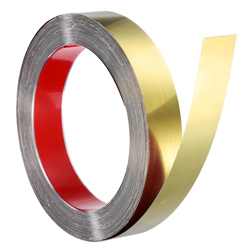 QUARKZMAN Edelstahl Wandleistenprofil, 10 m x 30 mm Selbstklebende Metall-Dekorleiste für Decken Wandfliesen Spiegelrand, Spiegeltgold QUARKZMAN Edelstahl Wandleistenprofil, 10 m x 30 mm Selbstklebende Metall-Dekorleiste für Decken Wandfliesen Spiegelrand, Spiegeltgold von QUARKZMAN