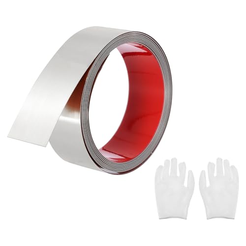 QUARKZMAN Edelstahlleiste selbstklebend, Gebürstetes Silber Peel and Stick Wandverkleidung mit Handschuh, Dekorative Leiste für Wandspiegel Wohnkultur, 1,6 Zoll x 9,8 Fuß QUARKZMAN Edelstahlleiste selbstklebend, Gebürstetes Silber Peel and Stick Wandverkleidung mit Handschuh, Dekorative Leiste für Wandspiegel Wohnkultur, 1,6 Zoll x 9,8 Fuß von QUARKZMAN