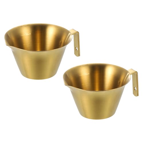 QUARKZMAN Espresso Messbecher, 2 Stück 304 Edelstahl Espresso Shot Becher Espresso Tasse mit Griff Espresso Zubehör zum Kaffee Milch Cocktail Zubereiten, Gold von QUARKZMAN