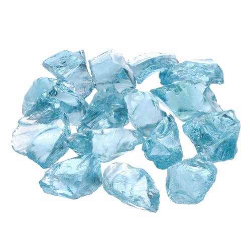 QUARKZMAN Feuer Glas für Feuerstelle 2-3cm(1/9") Hochglänzende Reflektierende Glas Steine für Natürliche oder Propan Kamine Sicher für Draußen und Drinnen Feuer Stellenglas Türkis von QUARKZMAN