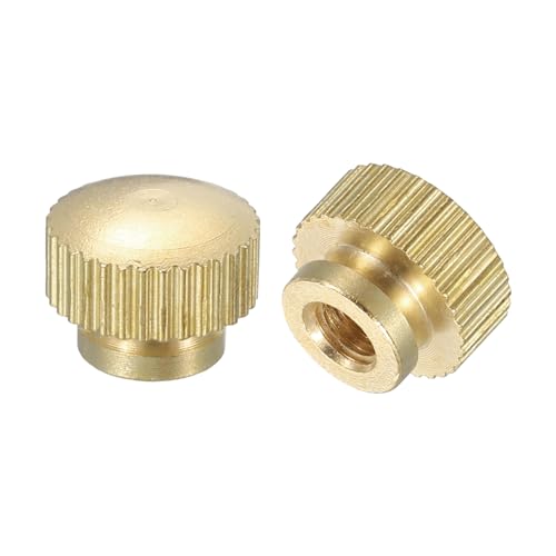 QUARKZMAN Gerändelte Daumenmuttern, 2 Stück M4 x D10mm x H8mm Messing Griffmuttern Rändelmuttern mit Hohem Kopf Befestigungselemente für 3D-Drucker-Teile Druckbett von QUARKZMAN