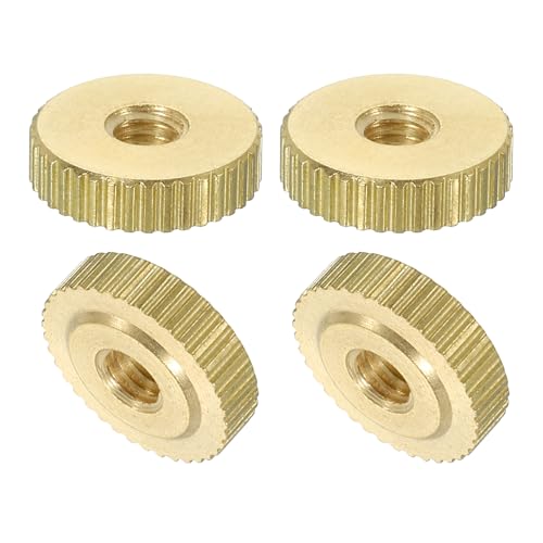 QUARKZMAN Gerändelte Daumenmuttern, 4 Stück M4 x D12mm x H3.5mm Messing Griffmuttern Rändelmuttern mit Hohem Kopf Befestigungselemente für 3D-Drucker Teile, Maschinenwerkzeuge von QUARKZMAN
