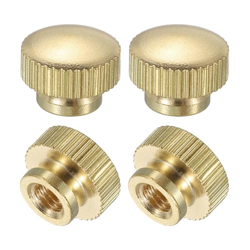 QUARKZMAN Gerändelte Daumenmuttern, 4 Stück M5 x D12mm x H9mm Messing Griffmuttern Rändelmuttern mit Hohem Kopf Befestigungselemente für 3D-Drucker-Teile Druckbett von QUARKZMAN