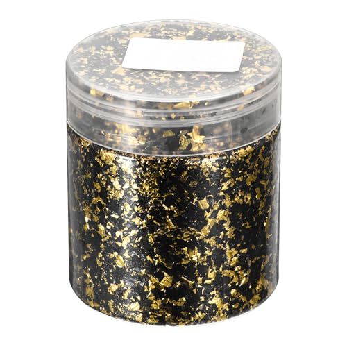 QUARKZMAN Goldfolienflocken für Harz, 3 g Metallfolienflocken, Imitationsgoldfolienflocken für Nagelkunst, Harzkunst, Basteln, Malen, Kerzen- und Schmuckherstellung, Schwarzgold von QUARKZMAN