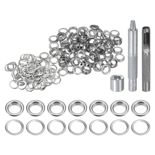 QUARKZMAN Grommet Werkzeug Kit, 100 Pcs 8mm Ösen mit 2 Ösenzange & 1 Scheiben Set, Metallösen Kupfer Tülle Stanzwerkzeug für Stoff Planen Leder Gewebe Vorhang Poolabdeckung, Silber QUARKZMAN Grommet Werkzeug Kit, 100 Pcs 8mm Ösen mit 2 Ösenzange & 1 Scheiben Set, Metallösen Kupfer Tülle Stanzwerkzeug für Stoff Planen Leder Gewebe Vorhang Poolabdeckung, Silber von QUARKZMAN