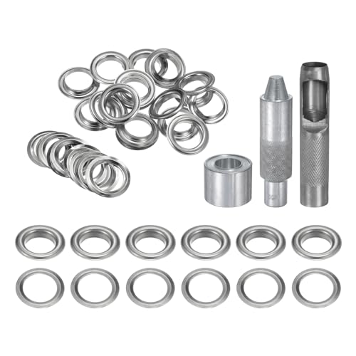 QUARKZMAN Grommet Werkzeug Kit, 20 Pcs 18mm Ösen mit 2 Ösenzange & 1 Scheiben Set, Metallösen Kupfer Tülle Stanzwerkzeug für Stoff Planen Leder Gewebe Vorhang Poolabdeckung, Silber QUARKZMAN Grommet Werkzeug Kit, 20 Pcs 18mm Ösen mit 2 Ösenzange & 1 Scheiben Set, Metallösen Kupfer Tülle Stanzwerkzeug für Stoff Planen Leder Gewebe Vorhang Poolabdeckung, Silber von QUARKZMAN