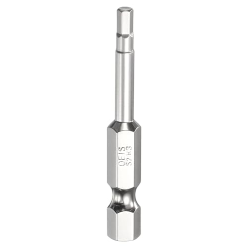 QUARKZMAN H3.0 Sechskant-Schraubendreher-Bit 3.0mm Metrisch Flachspitze 1/4" Sechskant-Schaft 50mm (2") Lang Magnetisch Chrombeschichtet Kraftantrieb-Steckdose von QUARKZMAN