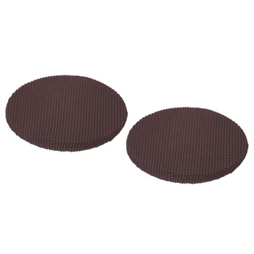 QUARKZMAN Hockerbezüge rund 2er Pack, runde Hockerbezüge mit elastischen Bändern, Durchmesser 11"-16", Sitzkissen für Stühle Hocker - Braun von QUARKZMAN