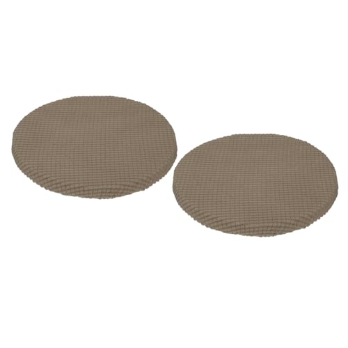 QUARKZMAN Hockerbezüge rund 2er Pack, runde Hockerbezüge mit elastischen Bändern, Durchmesser 11"-16", Sitzkissen für Stühle Hocker - Kaffee von QUARKZMAN