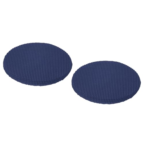 QUARKZMAN Hockerbezüge rund 2er Pack, runde Hockerbezüge mit elastischen Bändern Dia.11-16", runde Sitzkissen für Stühle Hockerbezüge - Blau A von QUARKZMAN