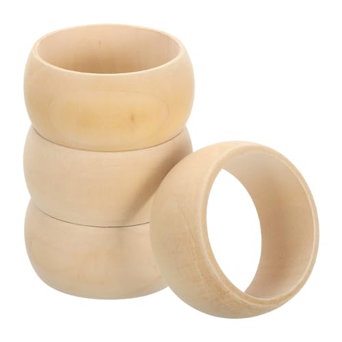 QUARKZMAN Holzarmband, 4 Stück 83mm - Retro-Makramee-Ring aus Holzscheit, unbehandelter glatter Holzkreis, Holzringe für Bastelarbeiten, Schmuck, DIY-Herstellung, Wohnkultur von QUARKZMAN