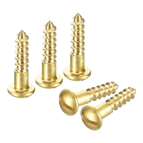 QUARKZMAN Holzschrauben M3,5 x 16mm Schlitz Rundkopf Messing Selbstschneidende Schraube Holzarbeitsschraube 40 Stück von QUARKZMAN