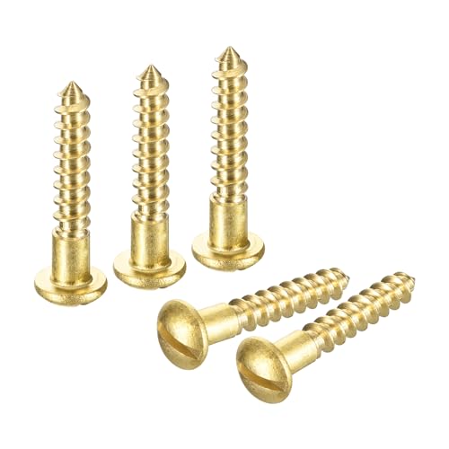 QUARKZMAN Holzschrauben M3,5 x 20mm Schlitz Rundkopf Messing Selbstschneidende Schraube Holzarbeitsschraube 60 Stück von QUARKZMAN