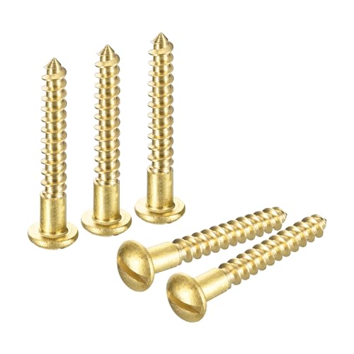 QUARKZMAN Holzschrauben M3,5 x 25mm Schlitz Rundkopf Messing Selbstschneidende Schraube Holzarbeitsschraube 40 Stück von QUARKZMAN