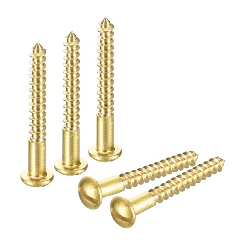 QUARKZMAN Holzschrauben M3,5 x 30mm Schlitz Rundkopf Messing Selbstschneidende Schraube Holzarbeitsschraube 40 Stück von QUARKZMAN