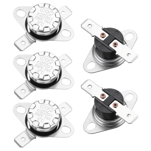 QUARKZMAN 5 Stück KSD301 Thermoschalter 0°C Normalerweise Geschlossen 250V 10A Thermostat Snap-Disc Temperaturschalter für Mikrowellen, Backöfen, Kaffeemaschinen, Bakelit-Material von QUARKZMAN