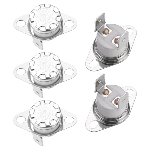 QUARKZMAN 5 Stück KSD301 Thermoschalter 145°C Normalerweise Geschlossen 250V 10A Thermostat Snap-Disc Temperaturschalter für Mikrowellen, Backöfen, Kaffeemaschinen, Keramikmaterial von QUARKZMAN