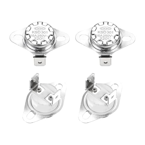 QUARKZMAN 4 Stück Thermoschalter 220°C Geschlossen 250V 16A Temperaturschalter Thermostat KSD301 Bimetall Thermoschutz für Mikrowellen, Backöfen, Kaffeemaschinen von QUARKZMAN