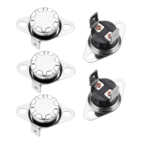 QUARKZMAN 5 Stück KSD301 Thermoschalter 90°C Normalerweise Geschlossen 250V 10A Thermostat Snap-Disc Temperaturschalter für Mikrowellen, Backöfen, Kaffeemaschinen, Bakelit-Material von QUARKZMAN