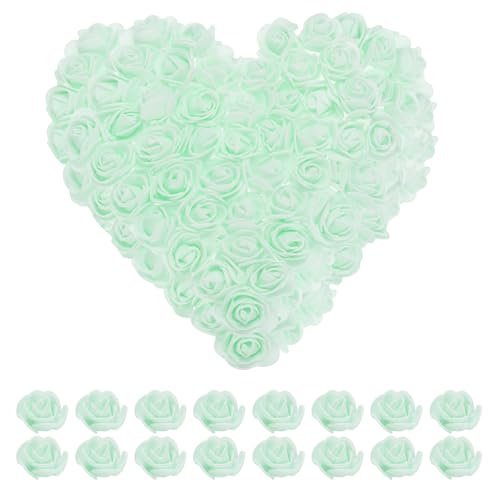 QUARKZMAN Künstliche Rosenblütenköpfe, hellgrün, PE, Mini-Kunstblumen, künstliche Rosen aus Schaumstoff, gefälschte Blumen für DIY-Bastelarbeiten mit 500 Stück von QUARKZMAN